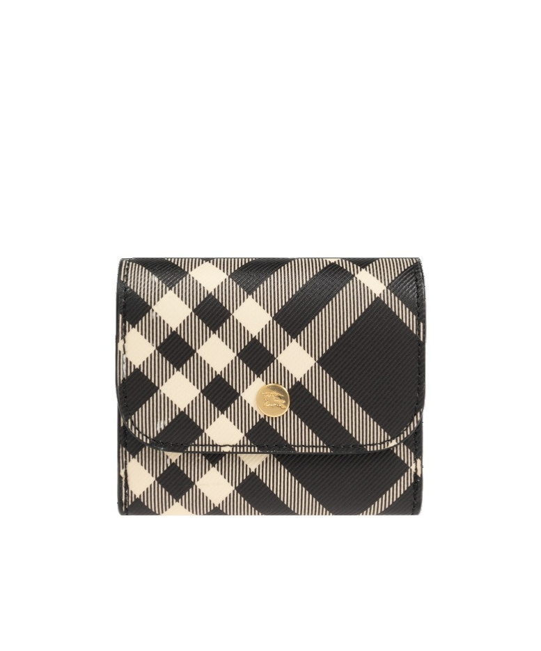 Burberry Check Pattern Folded Wallet In Black