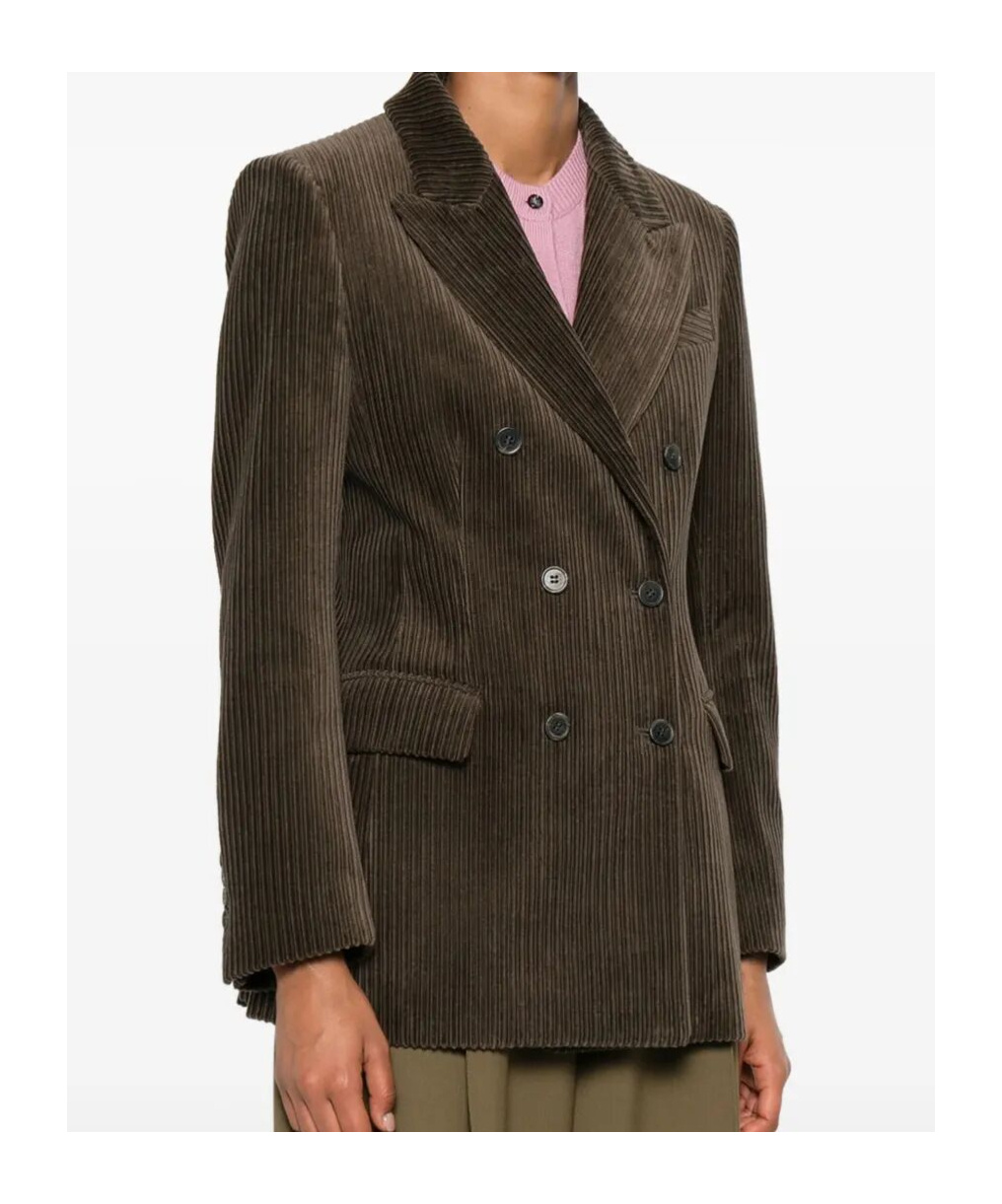 P.a.r.o.s.h Parosh Double Breasted Courduroy Jacket In Green