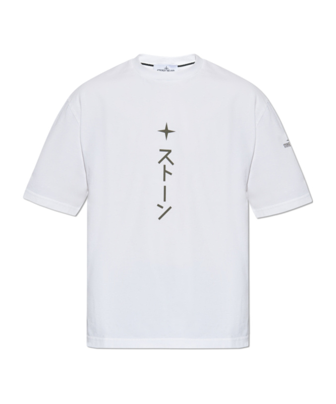 Stone Island Graphic Printed Crewneck T-shirt In White