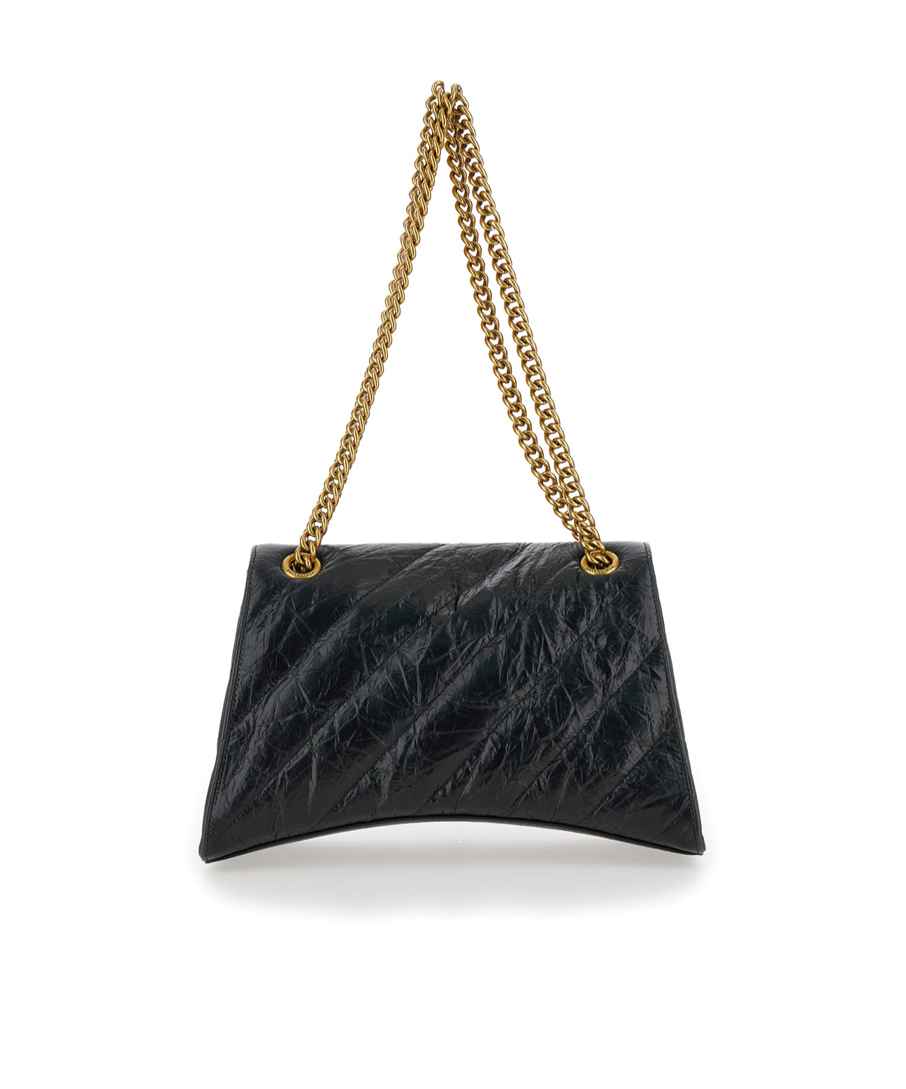 Balenciaga Leather Shoulder Bag With Frontal Monogram In Black