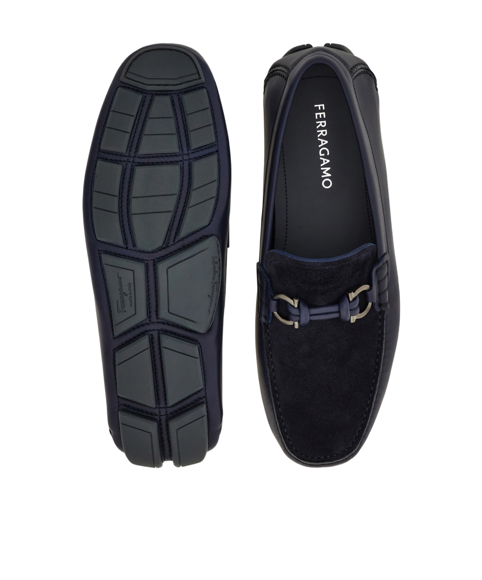 Ferragamo Almeria Leather And Suede Loafers In Multi