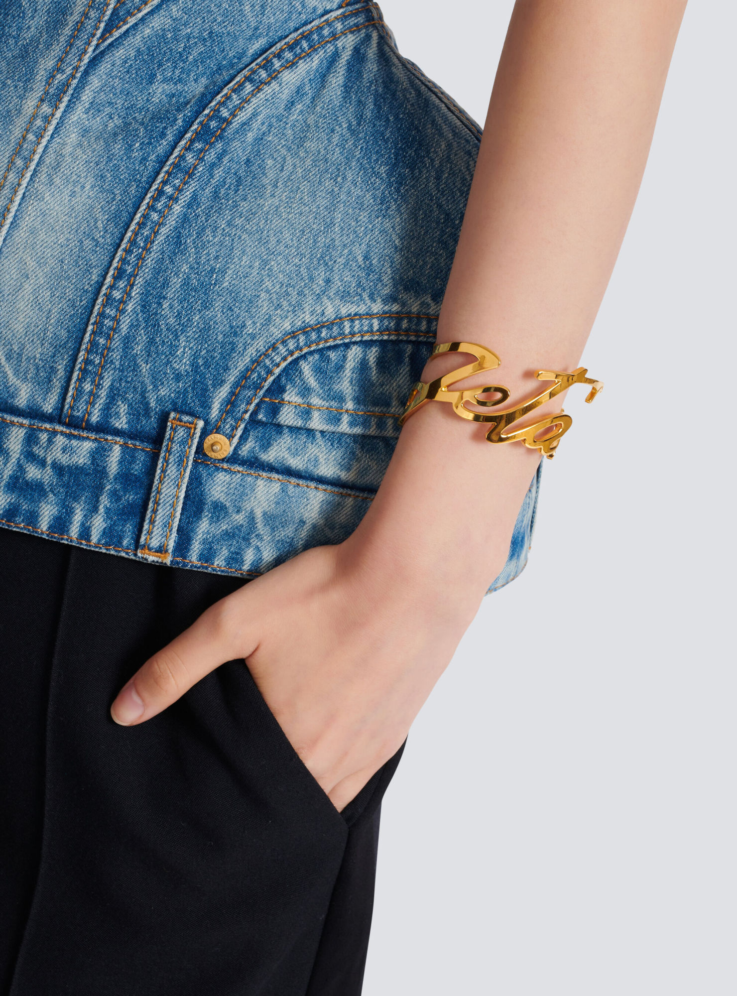 BALMAIN 'JE T'AIME' BRASS BRACELET