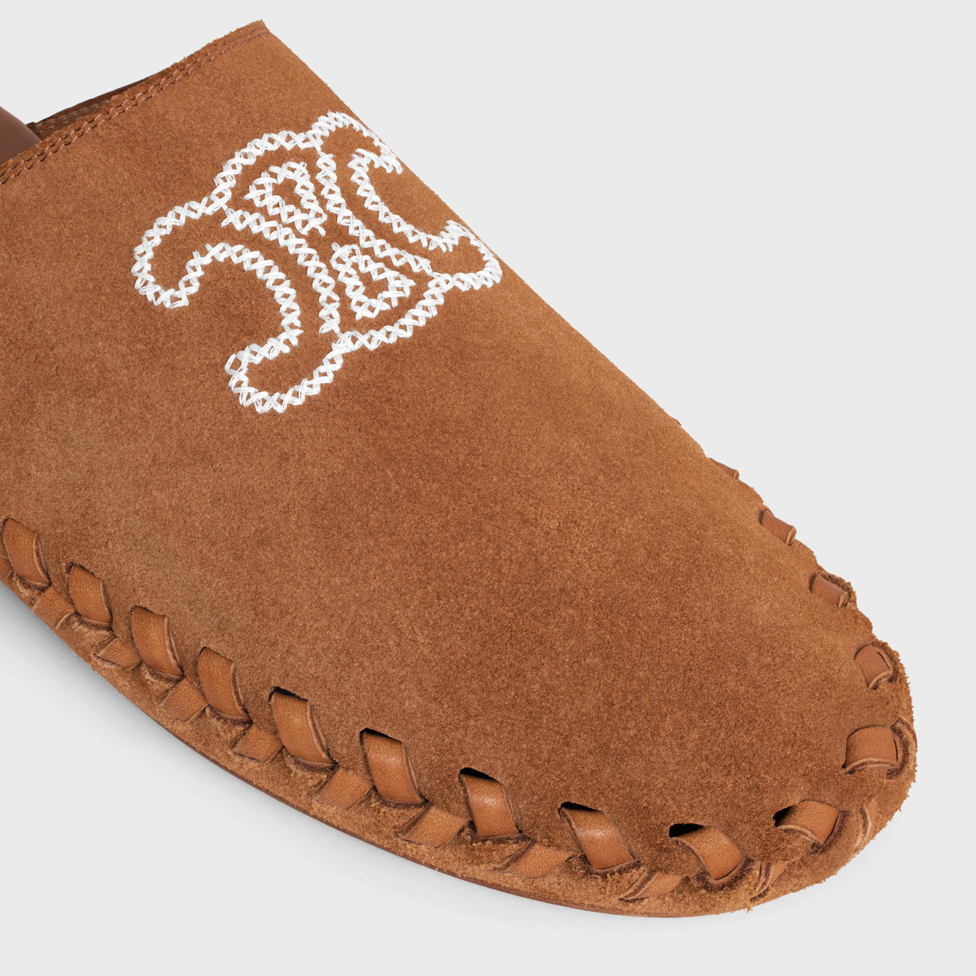 Celine Marlou Mule In Suede Calfskin In Brown