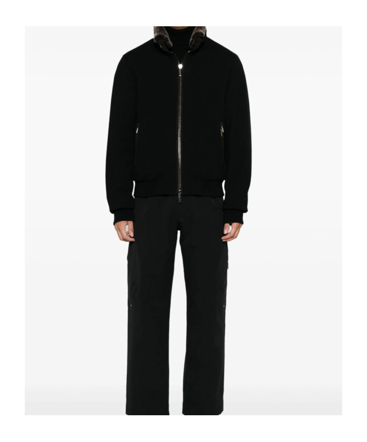 Moorer Bellati Zip Up Jacket With Detachable Collar In Black