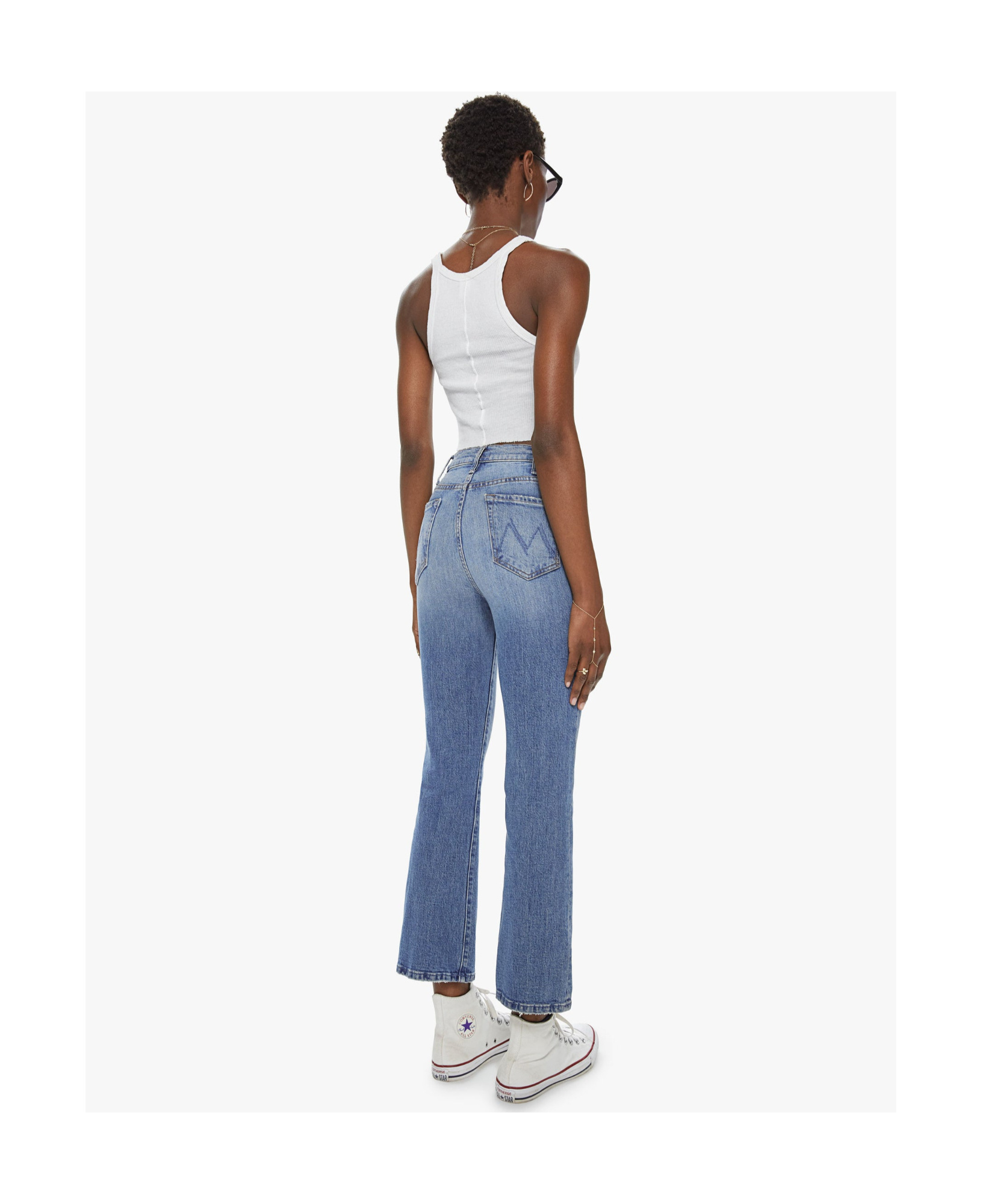 Mother Cropped High-waisted Jeans In Blue