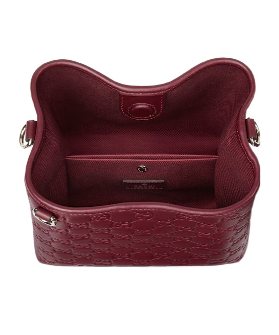 Gucci Gg Emblem Small Bucket Bag In Red