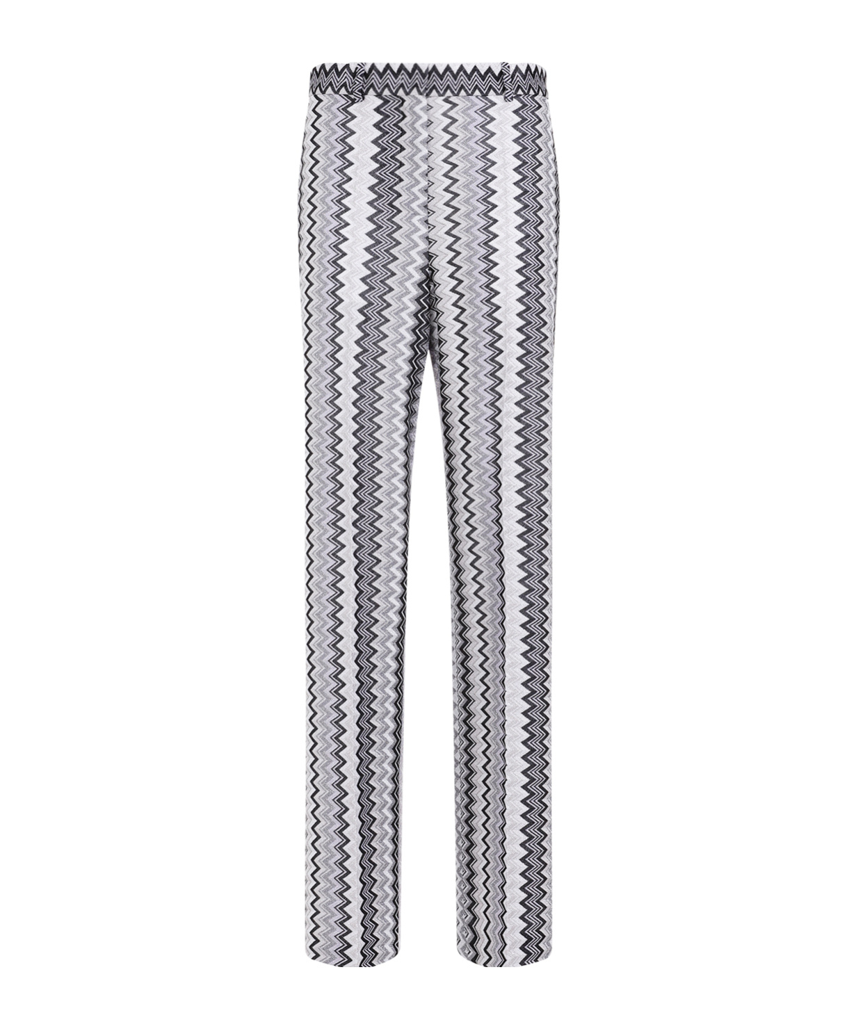 Missoni Zigzag-intarsia Metallic Fine-knit Trousers In Gray