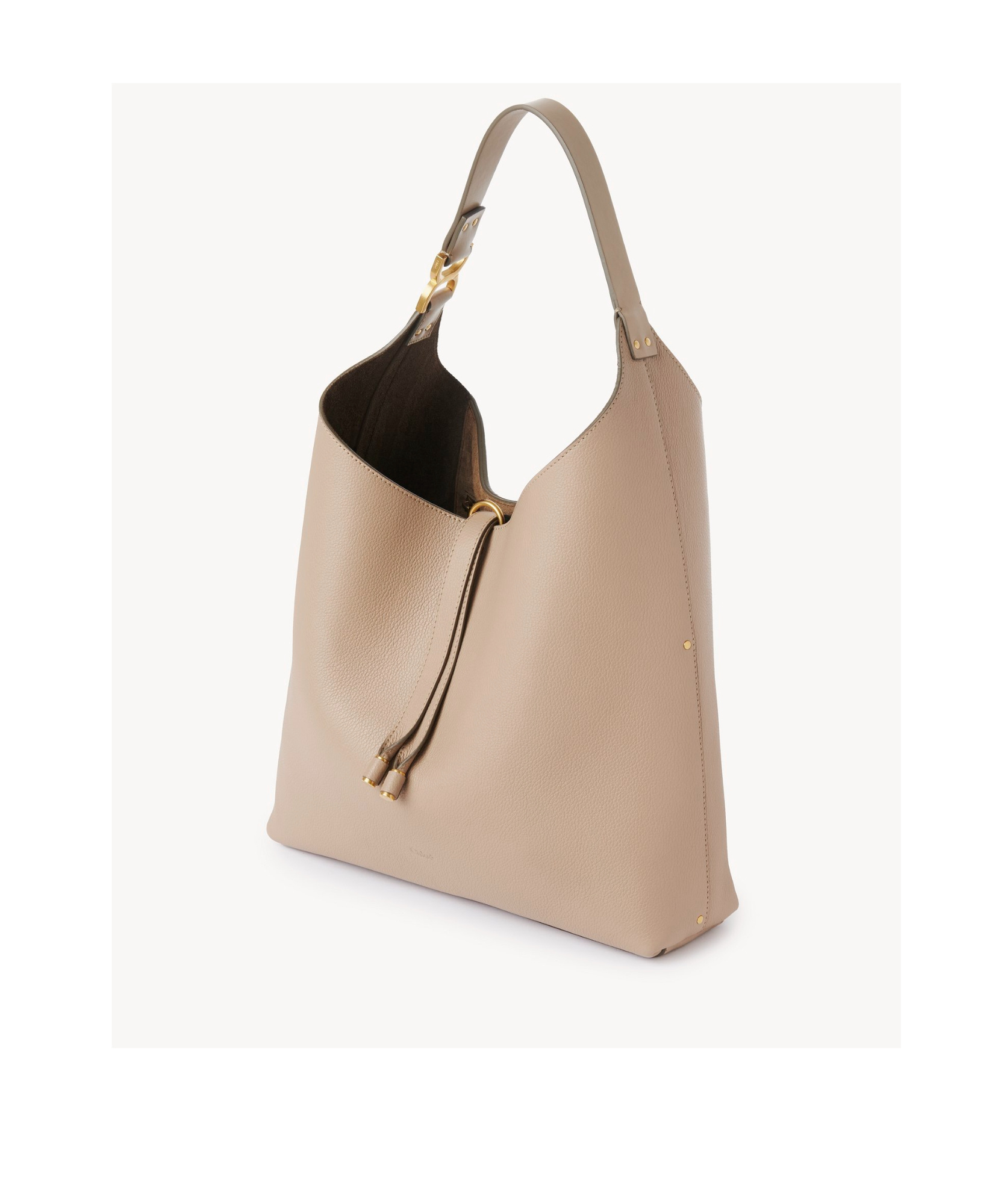 Chloé Marcie Small Hobo Bag In Grained Calfskin In Nude