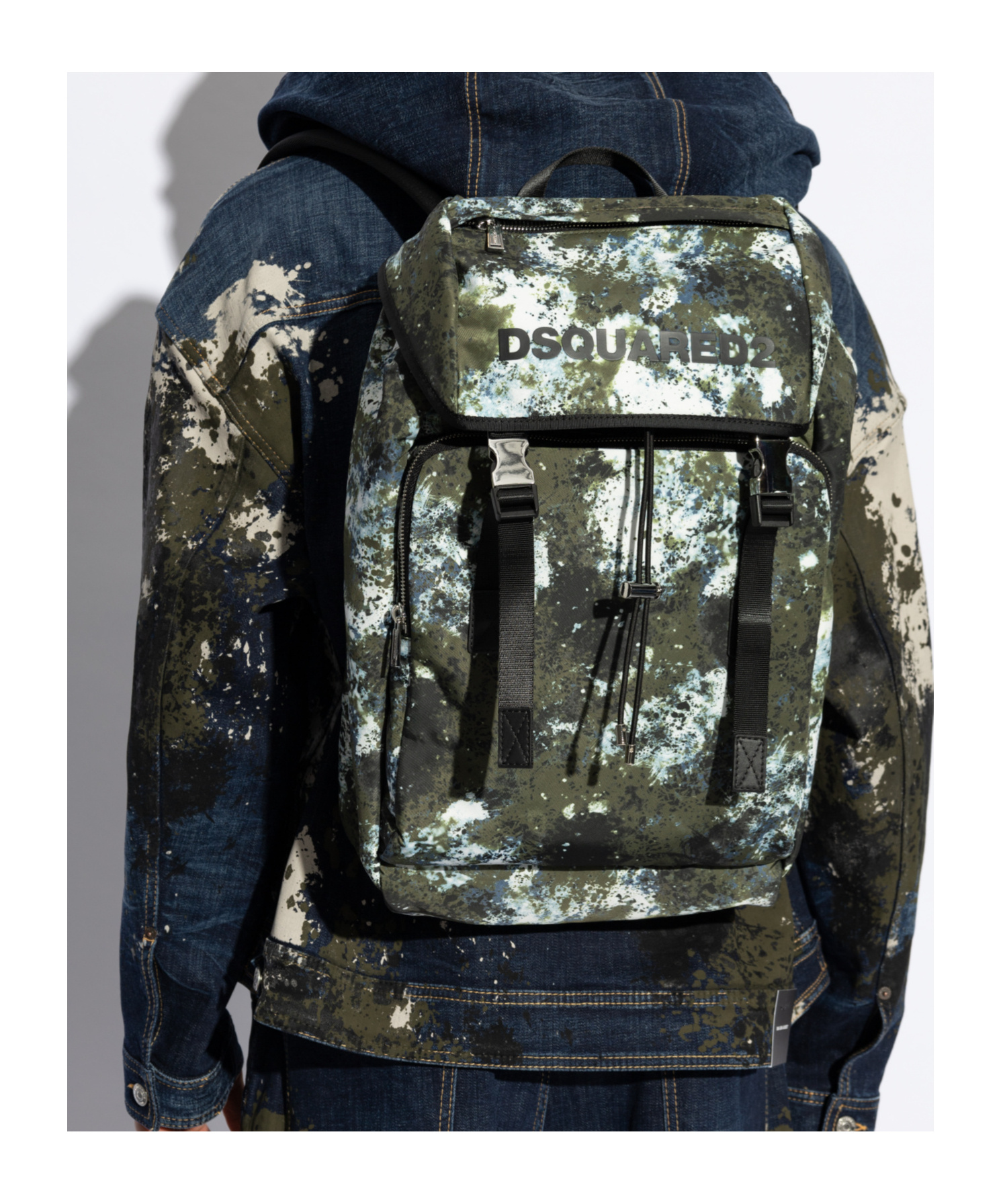 Dsquared2 Printed Backpack In Black