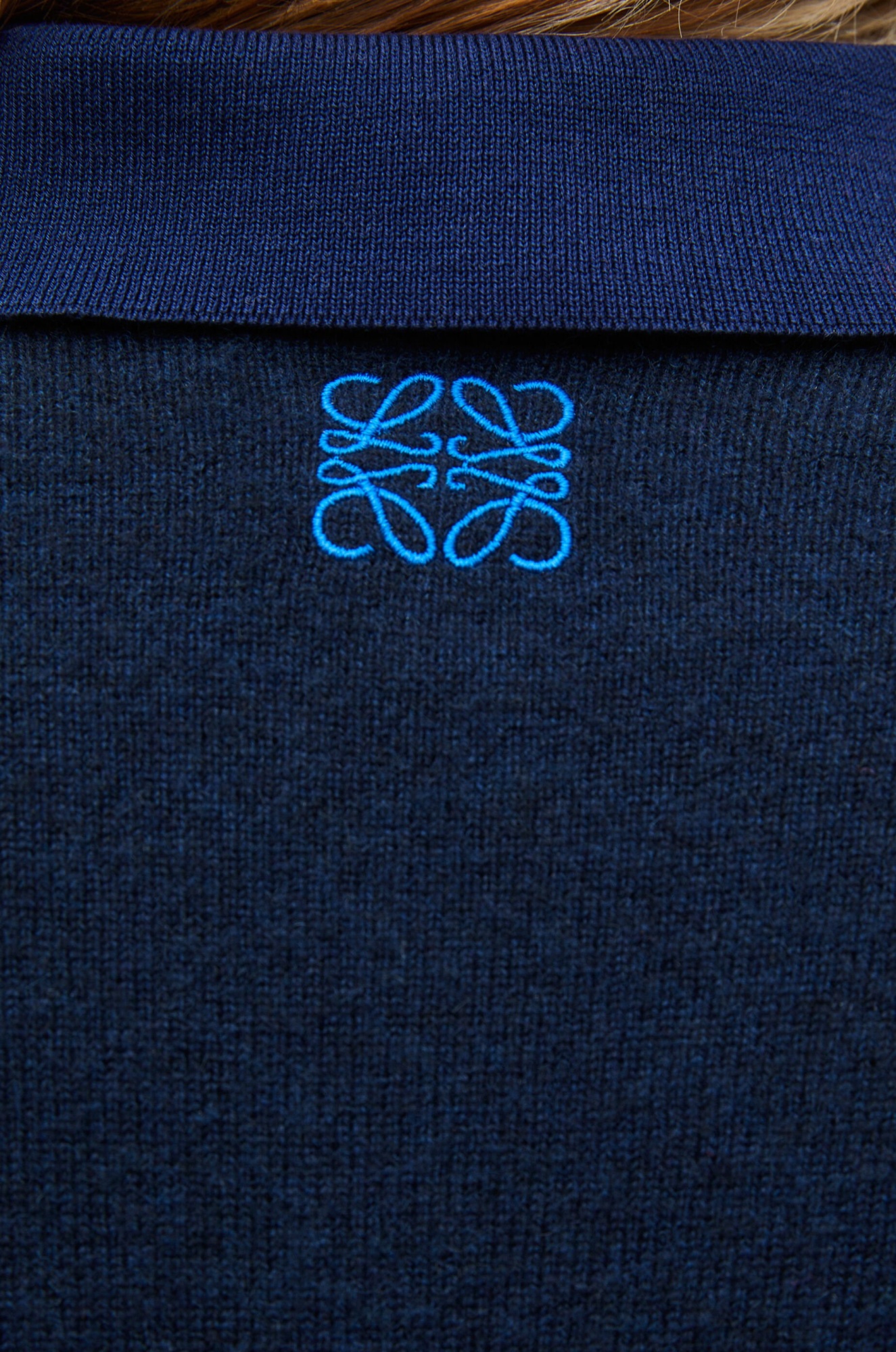 Loewe Anagram-embroidered V-neck Jumper In Blue