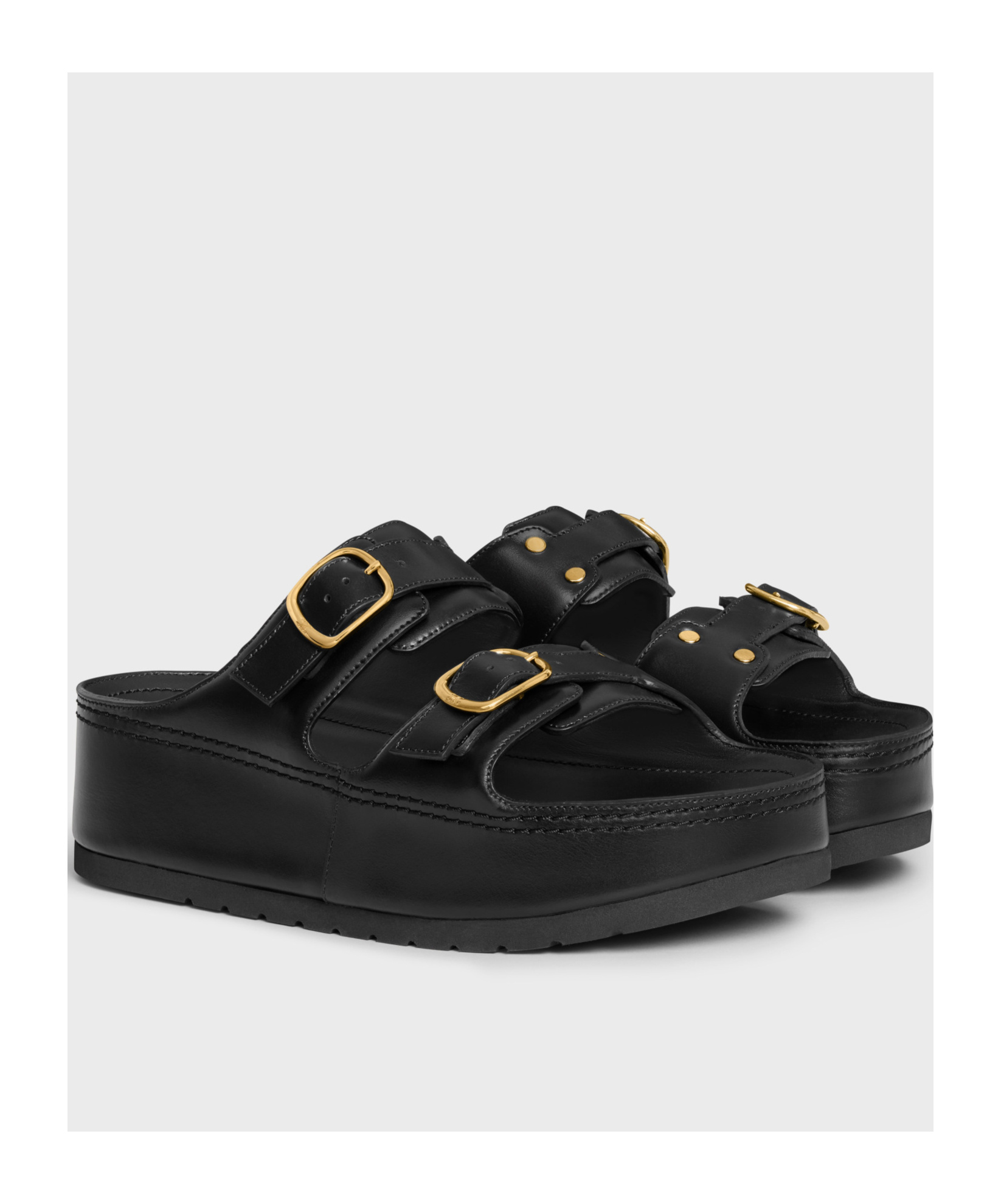 Celine Platform Flat Sandals In Black
