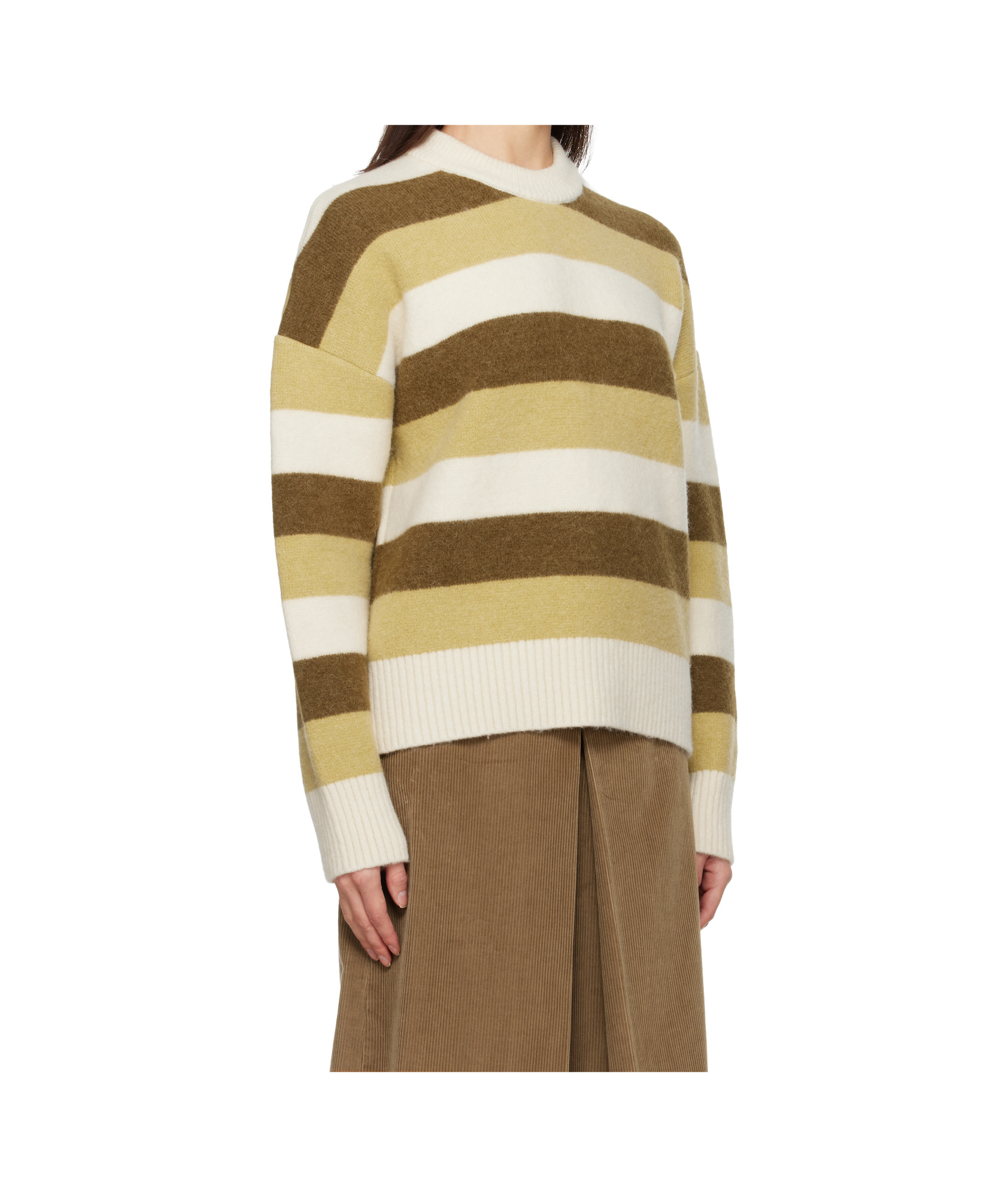 Ami Alexandre Mattiussi Alpaca Striped Crewneck Sweater In Brown