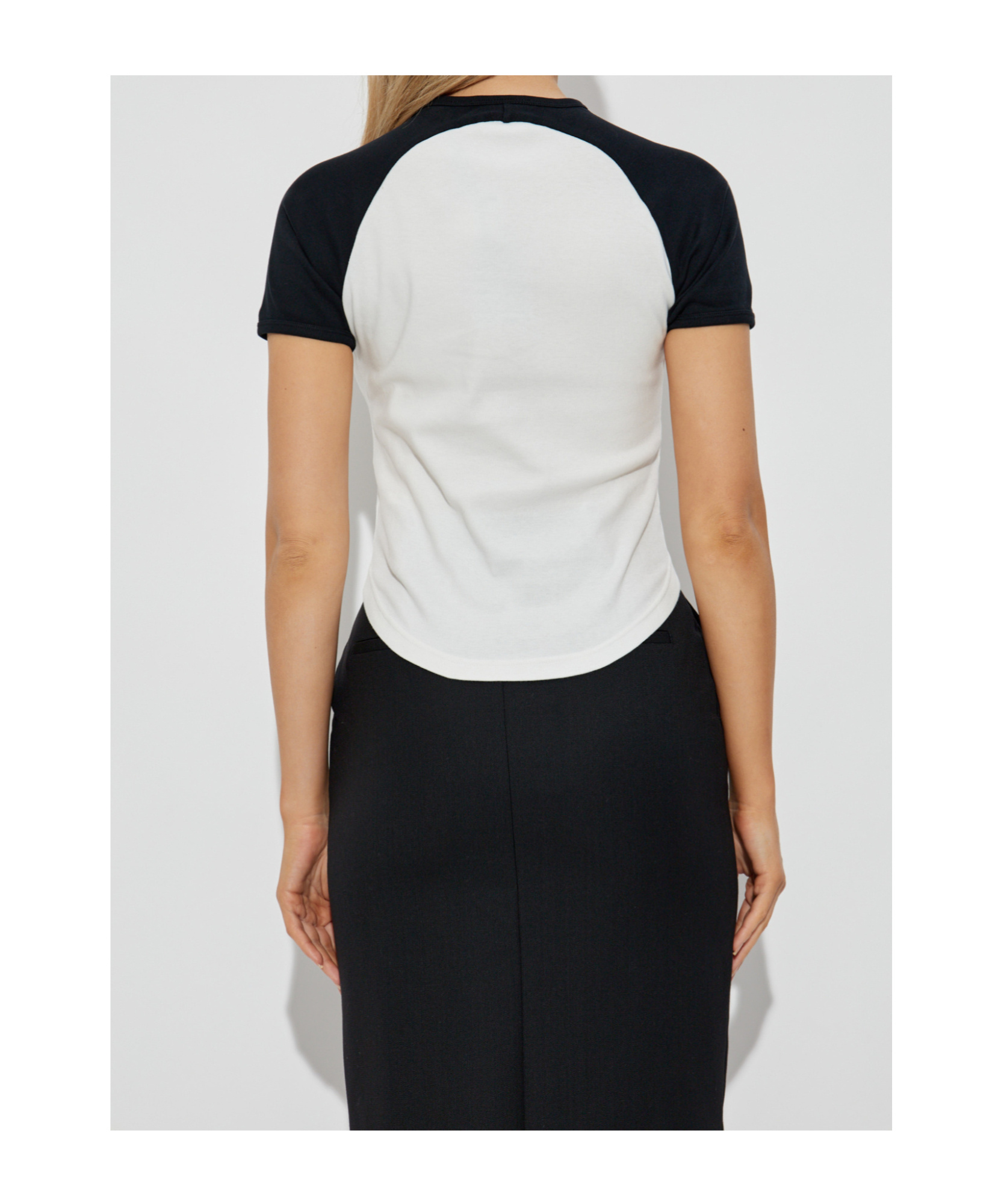 Courrèges Circle Contrast White And Black Cotton T-shirt In White