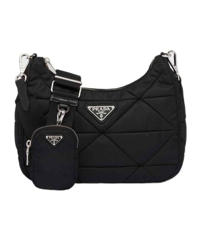 Prada Padded Re-nylon Shoulder Bag In Black