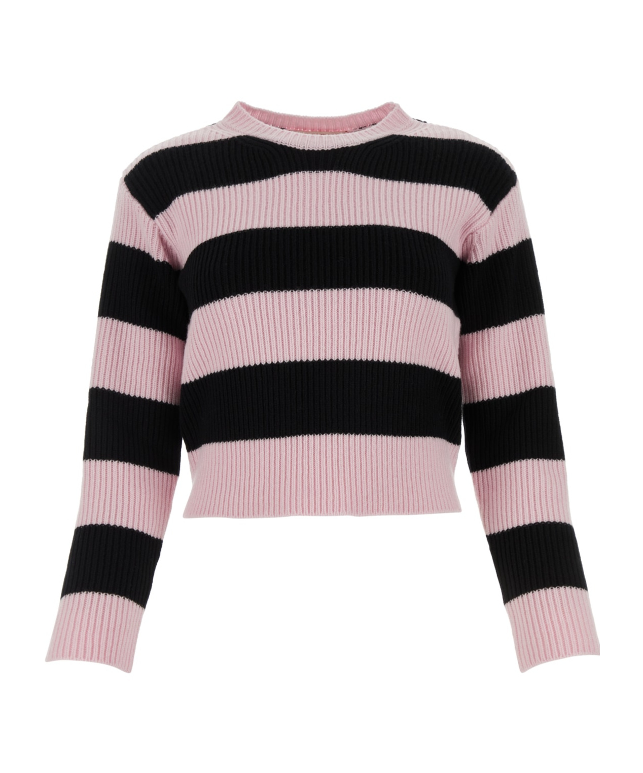 Valentino Striped Virgin Wool Jumper In Black