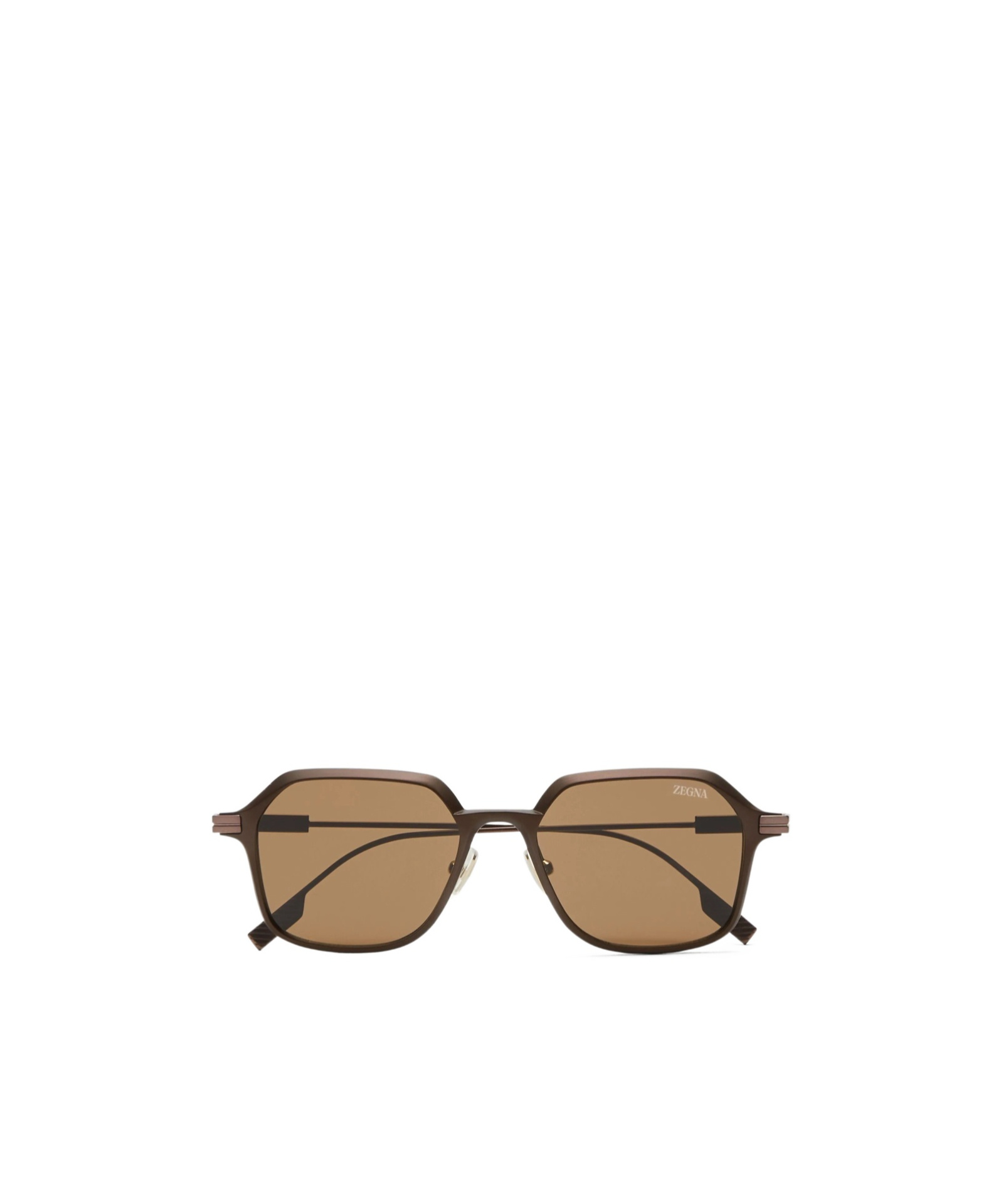 Zegna Light Brown Aluminum And Metal Sunglasses In Brown