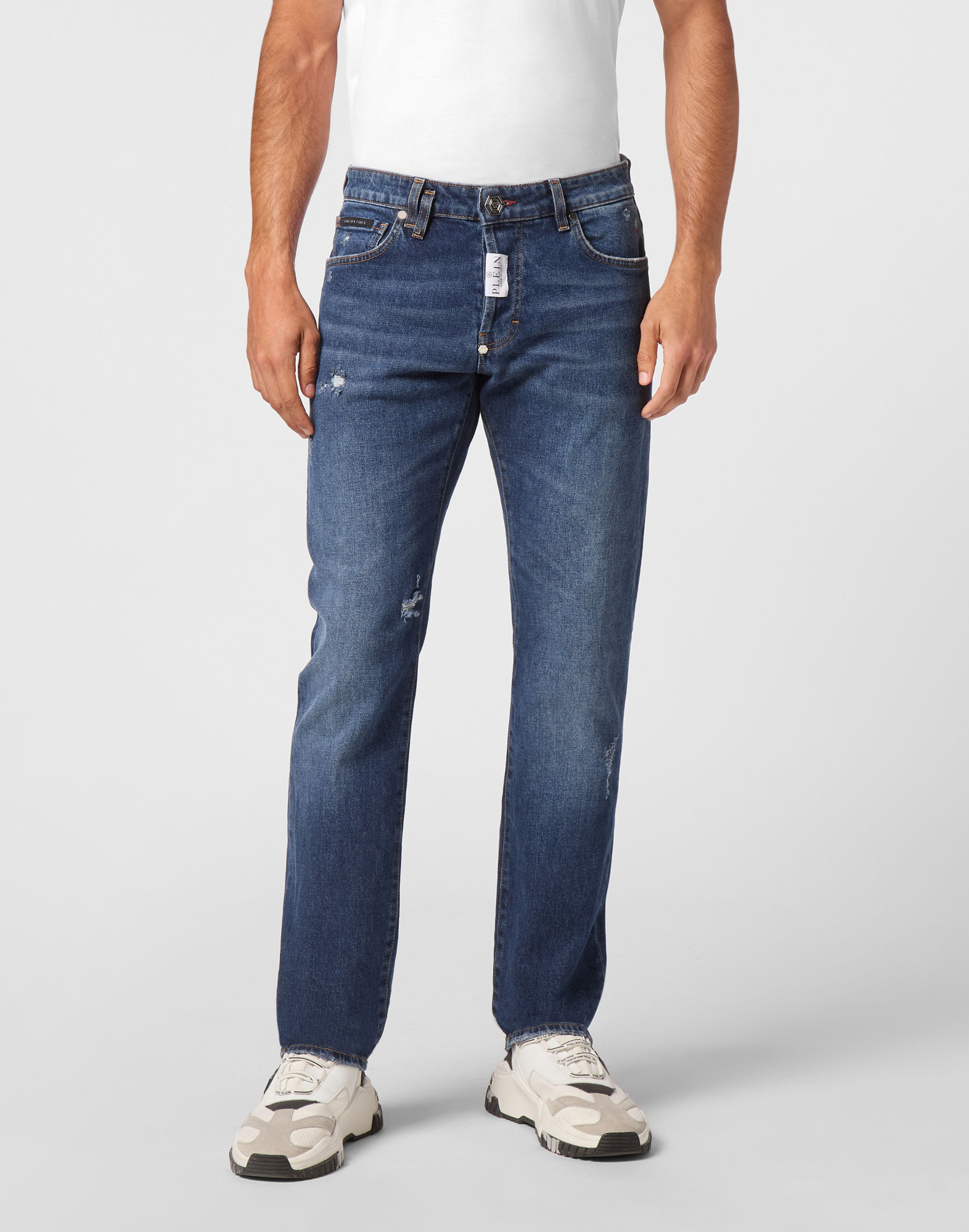 Philipp Plein Straight Supreme Jeans In Blue