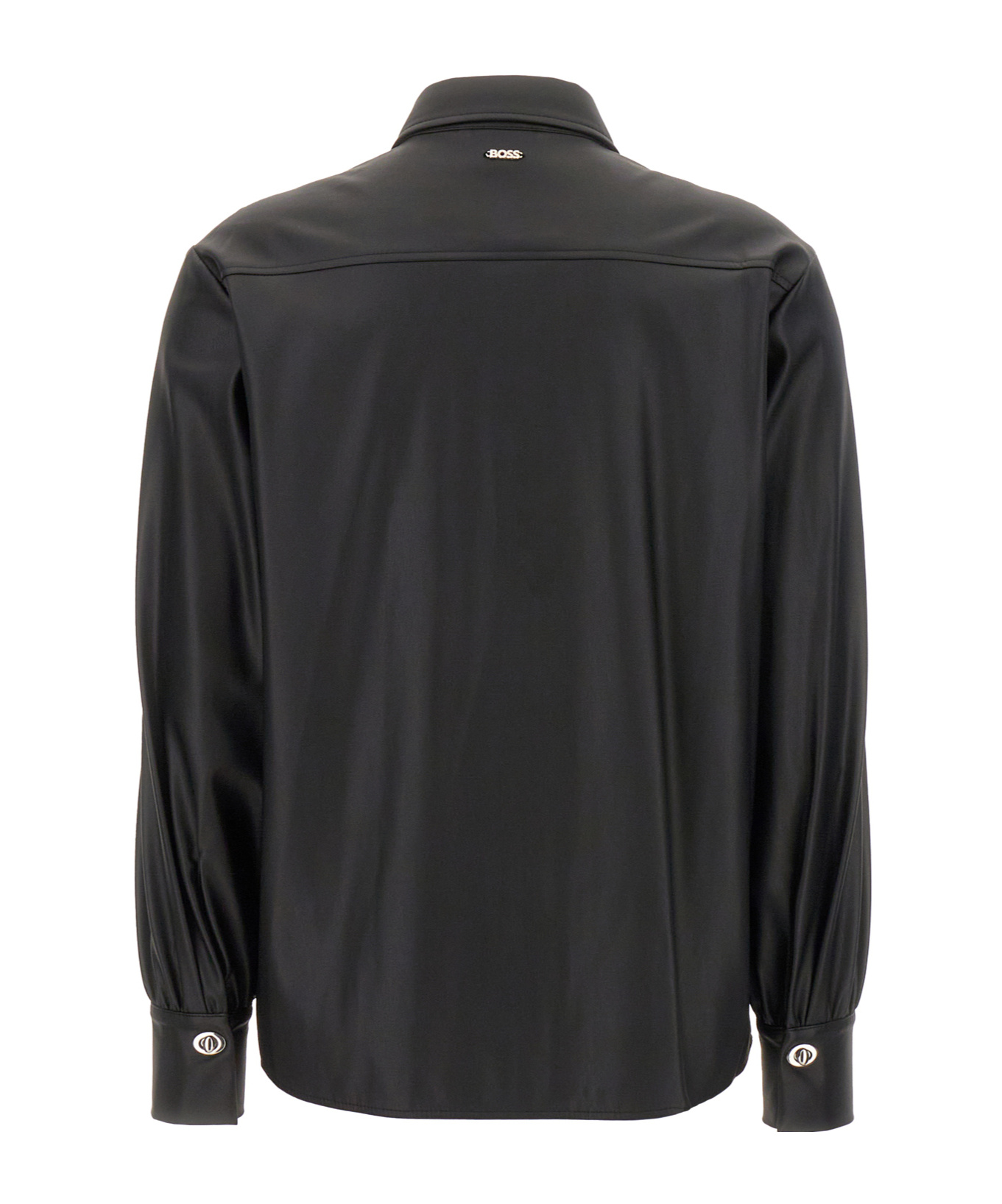 Hugo Boss Black Synthetic Leather Shirt In Black