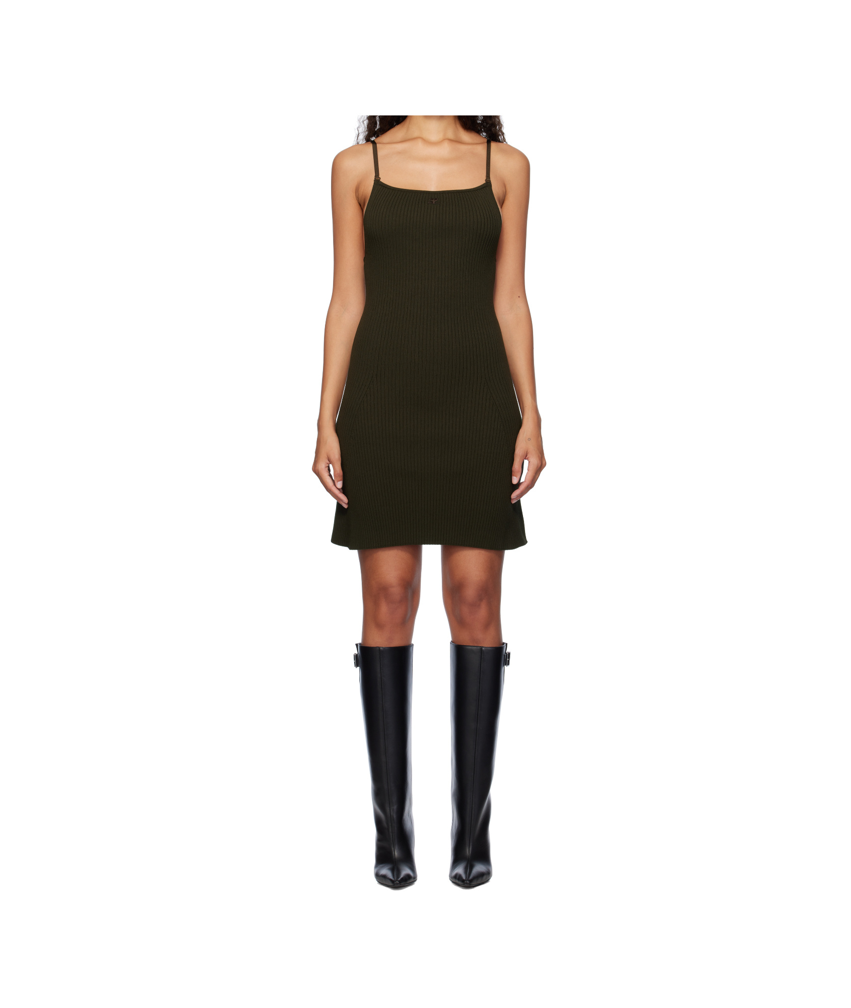 Courrèges Ribbed-knit Mini Dress In Black