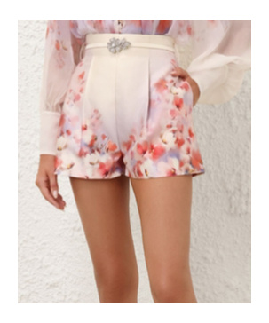 Zimmermann Crystal-embellished Floral-print Silk And Cotton-blend Twill Shorts In Pink