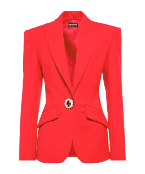 David Koma Embellished Virgin Wool Blazer In Red