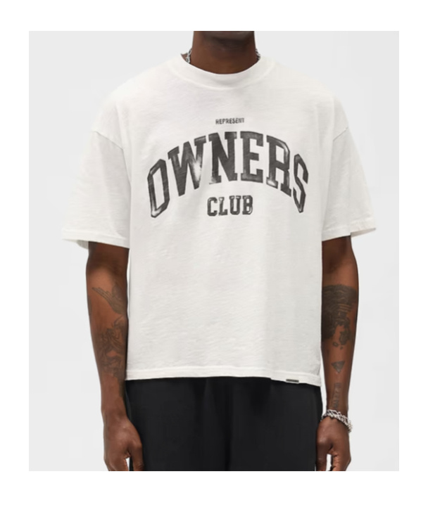 Represent Mens Flat White Big Owners Club Crewneck Cotton T-shirt Xxl In White