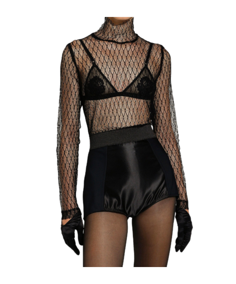 Dolce & Gabbana Turtleneck Long Sleeve Blouse In Black