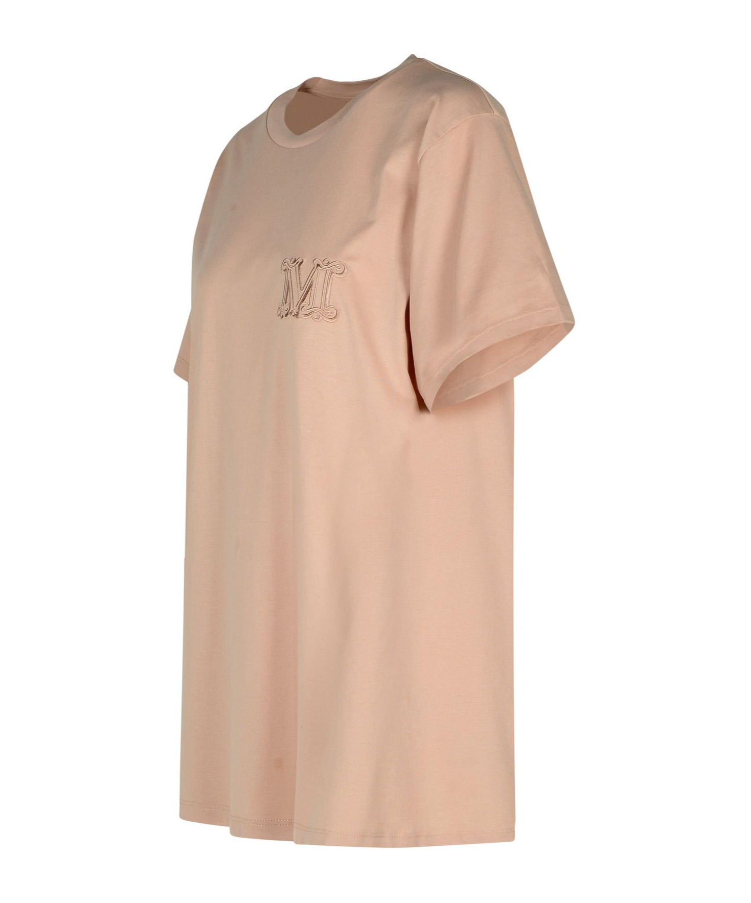 Max Mara Monogram-embroidered Cotton T-shirt In Nude
