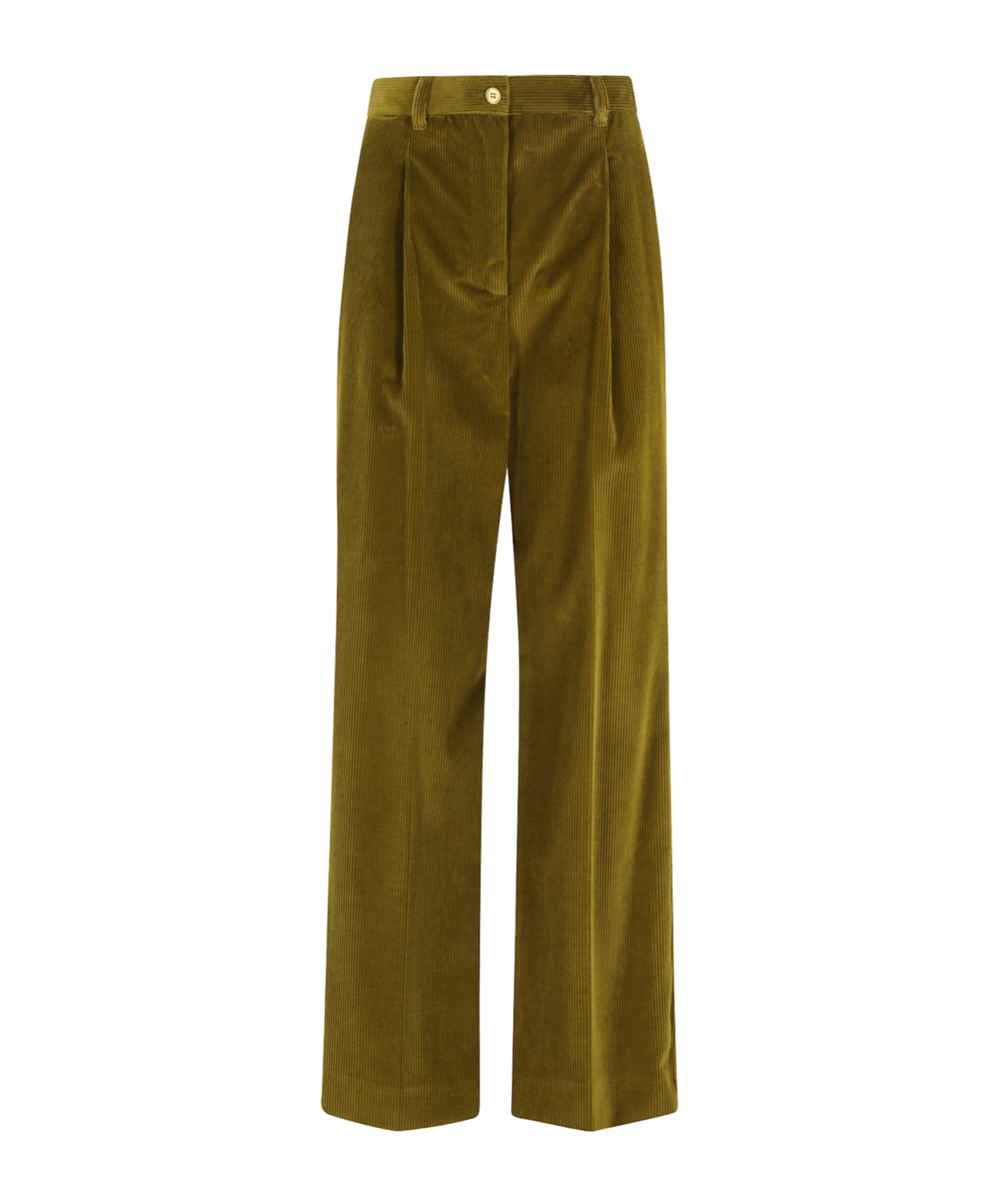 Weekend Max Mara Pleated Corduroy Trousers In Green