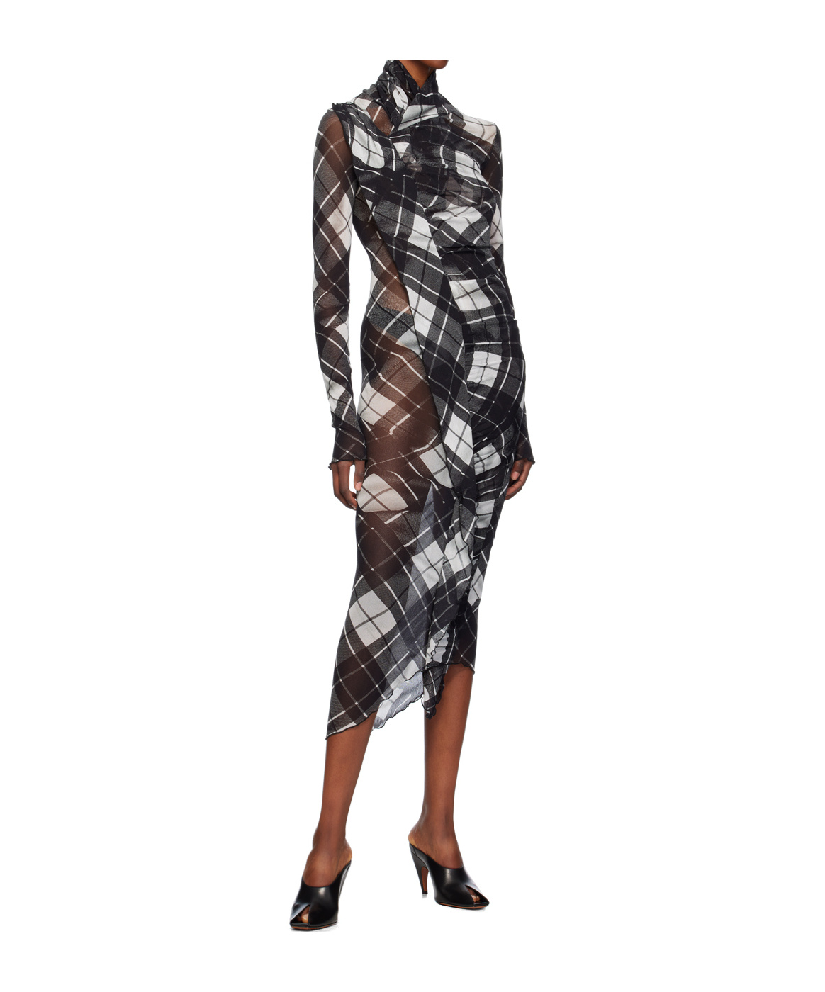 Jean Paul Gaultier Check Pattern Dress In Black