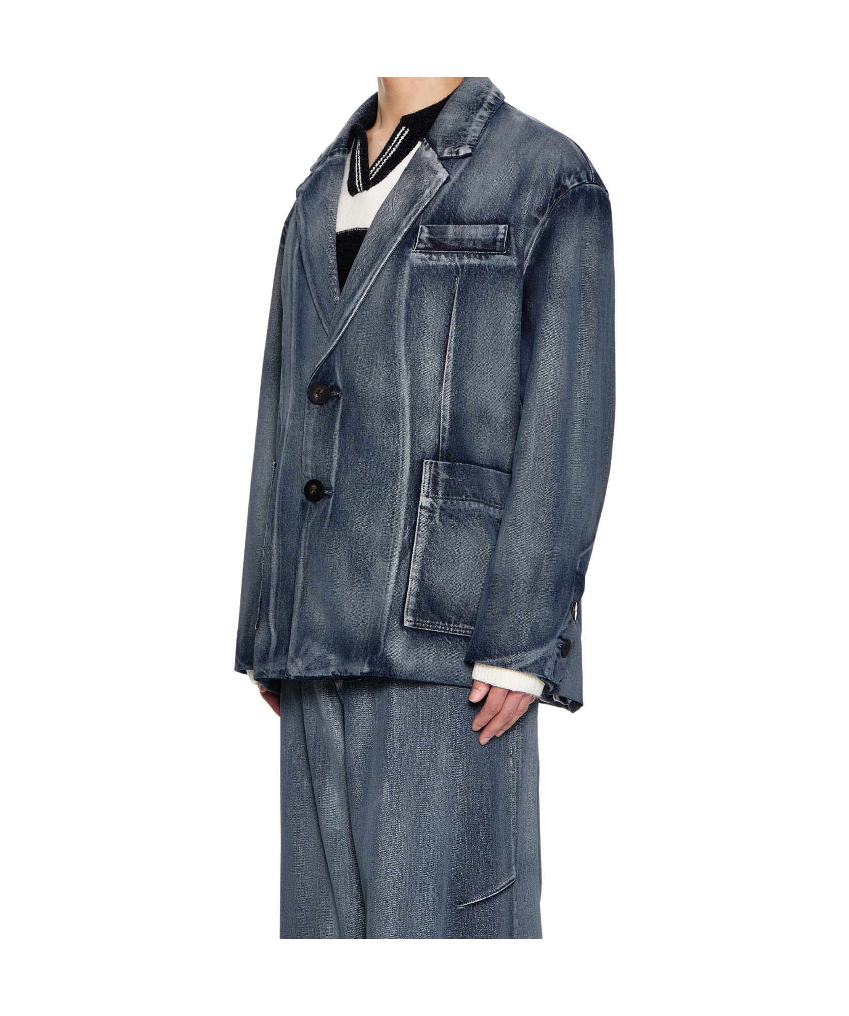Wooyoungmi Single-breasted Denim Coat In Black