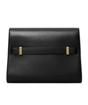 Tory Burch Lee Radziwill Black Shoulder Bag With Single Shoulder Strap And Front Clasp Closure In Leather Woman In Black