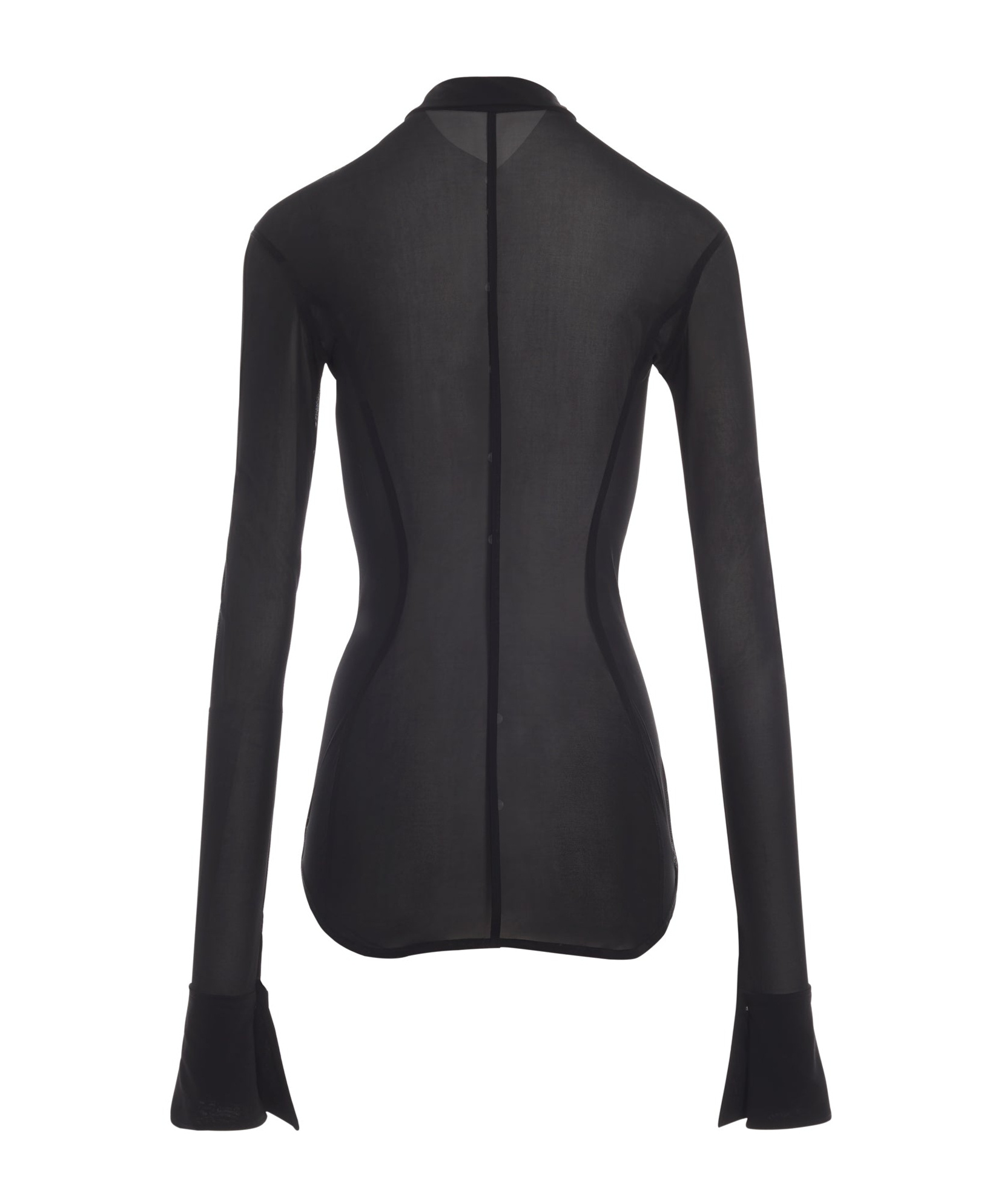 Mugler Semi-sheer Jersey Shirt In Black
