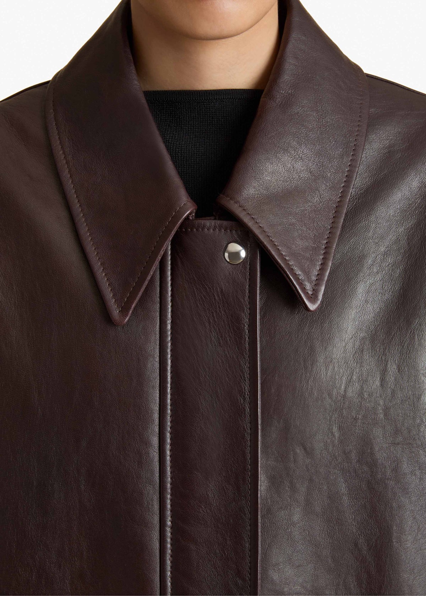 Khaite Shelman Leather Bomber Jacket In Black