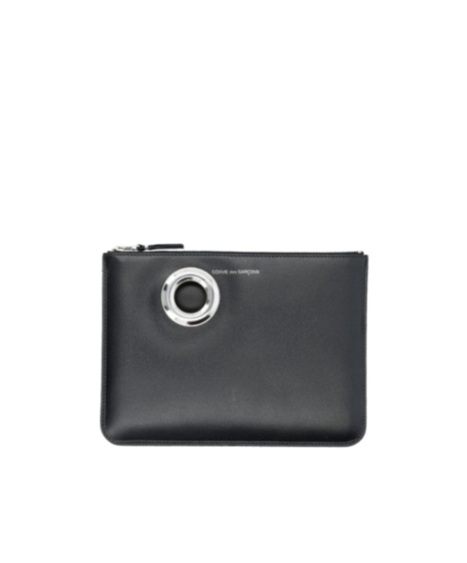 Comme Des Garçons Wallet Eyelet Detailed Zip-up Wallet In Black