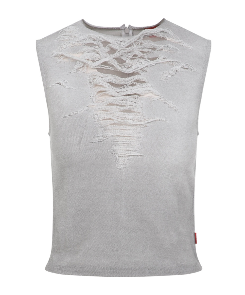 Diesel T-yasmina Distressed Tank Top In Gray