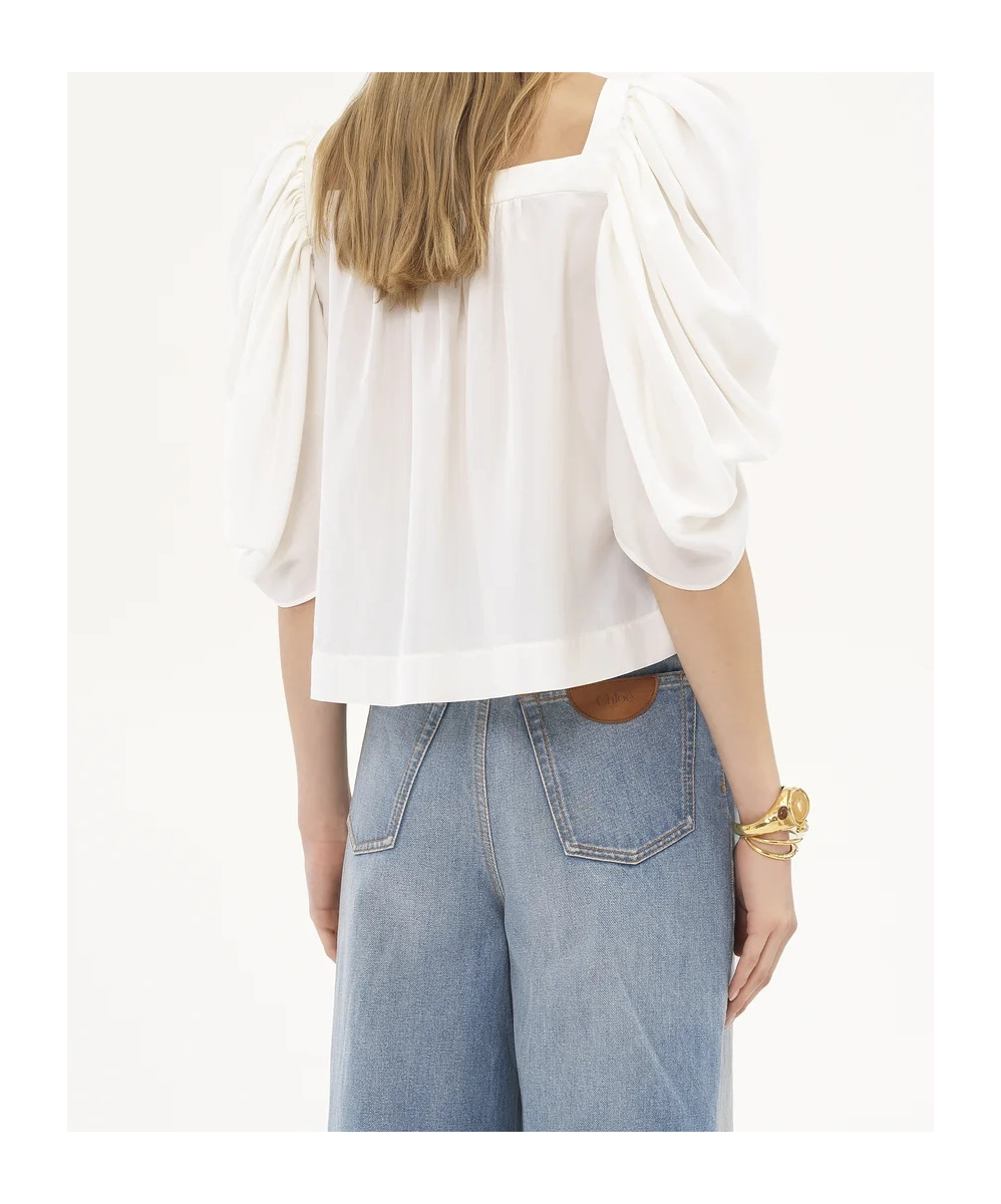 Chloé Square-neck Top In White