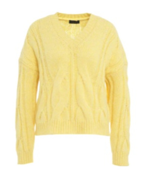 Roberto Collina Cable-knit V-neck Sweater In Yellow