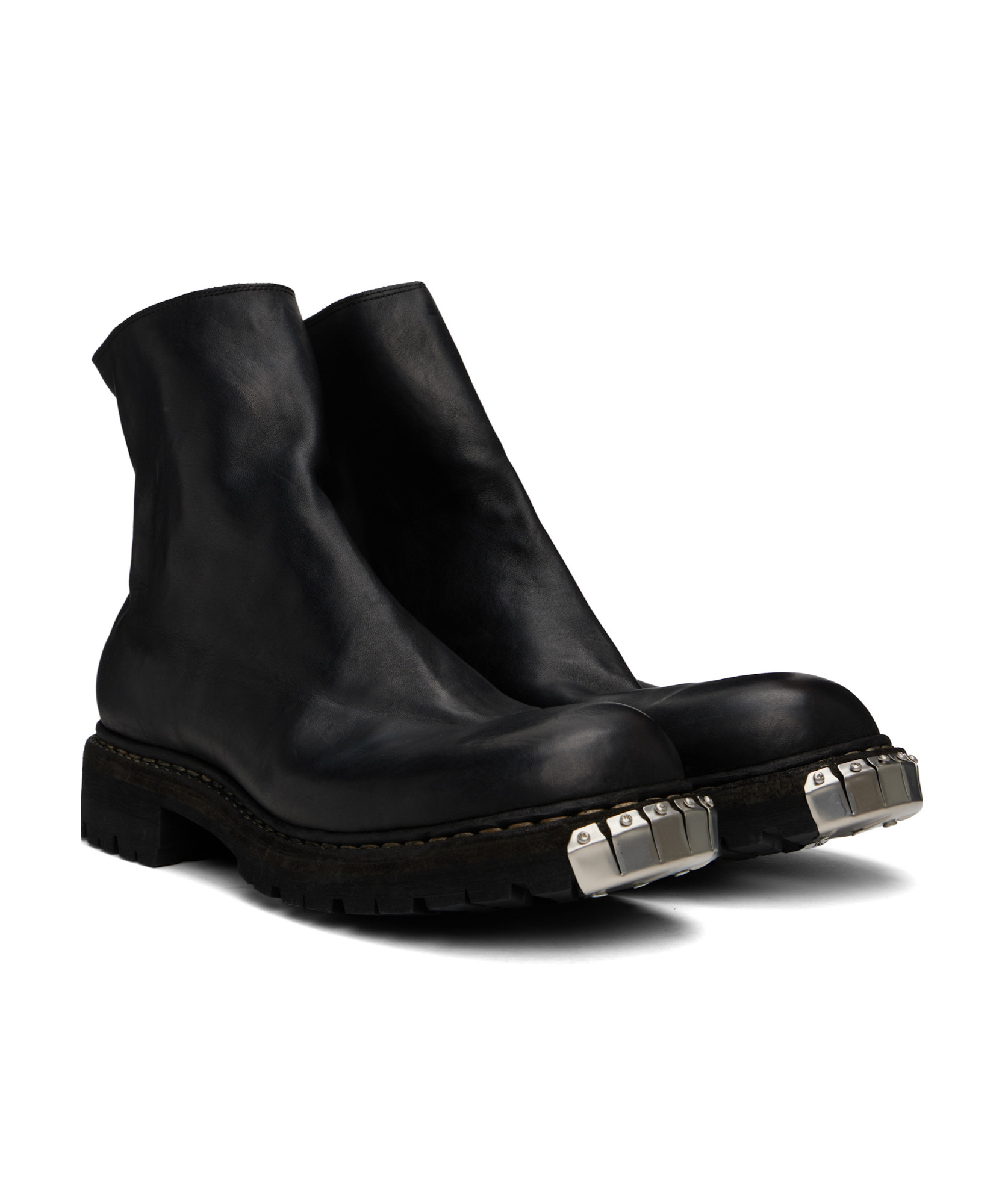 Guidi Round-head Short Boots In Black
