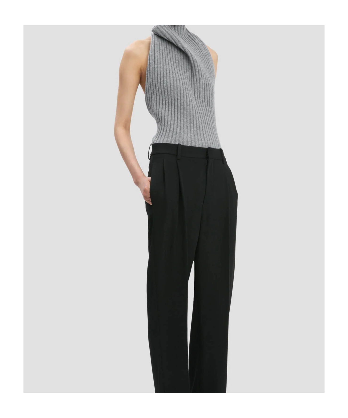 Victoria Beckham Draped Ribbed-knit Wool-blend Top In Green