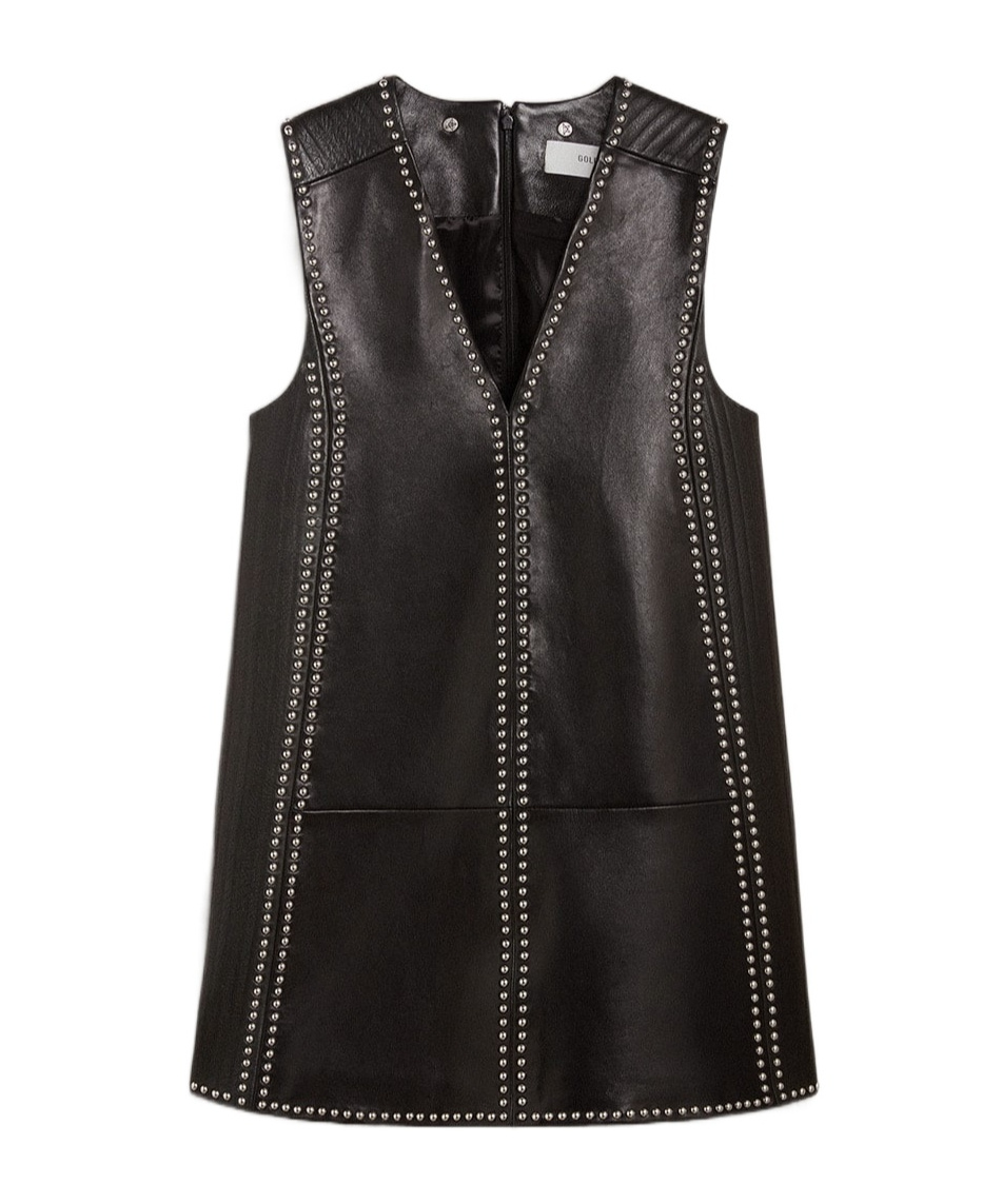Golden Goose Leather Mini Dress In Black
