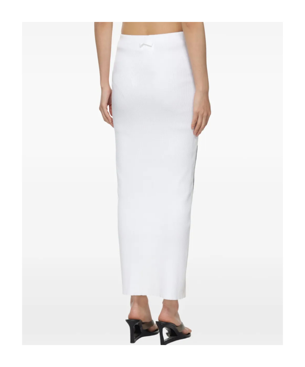 Jean Paul Gaultier Flowers Cadres Printed Mesh Long Skirt In White