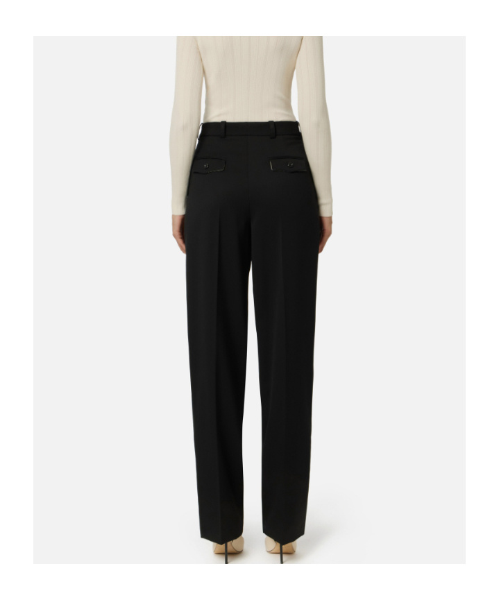Elisabetta Franchi Pleat Detailed Straight-leg Trousers In Black