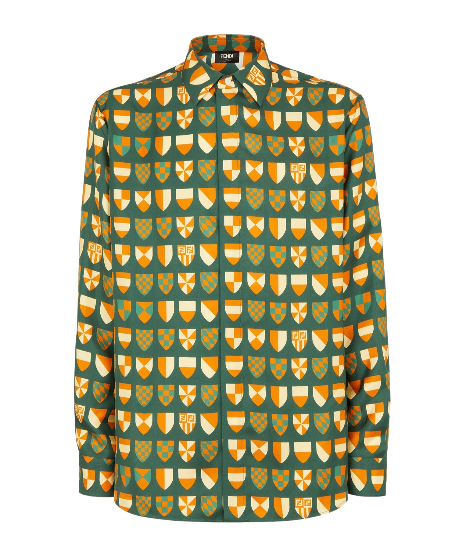 Fendi Color Matching Printed Shirt In Green