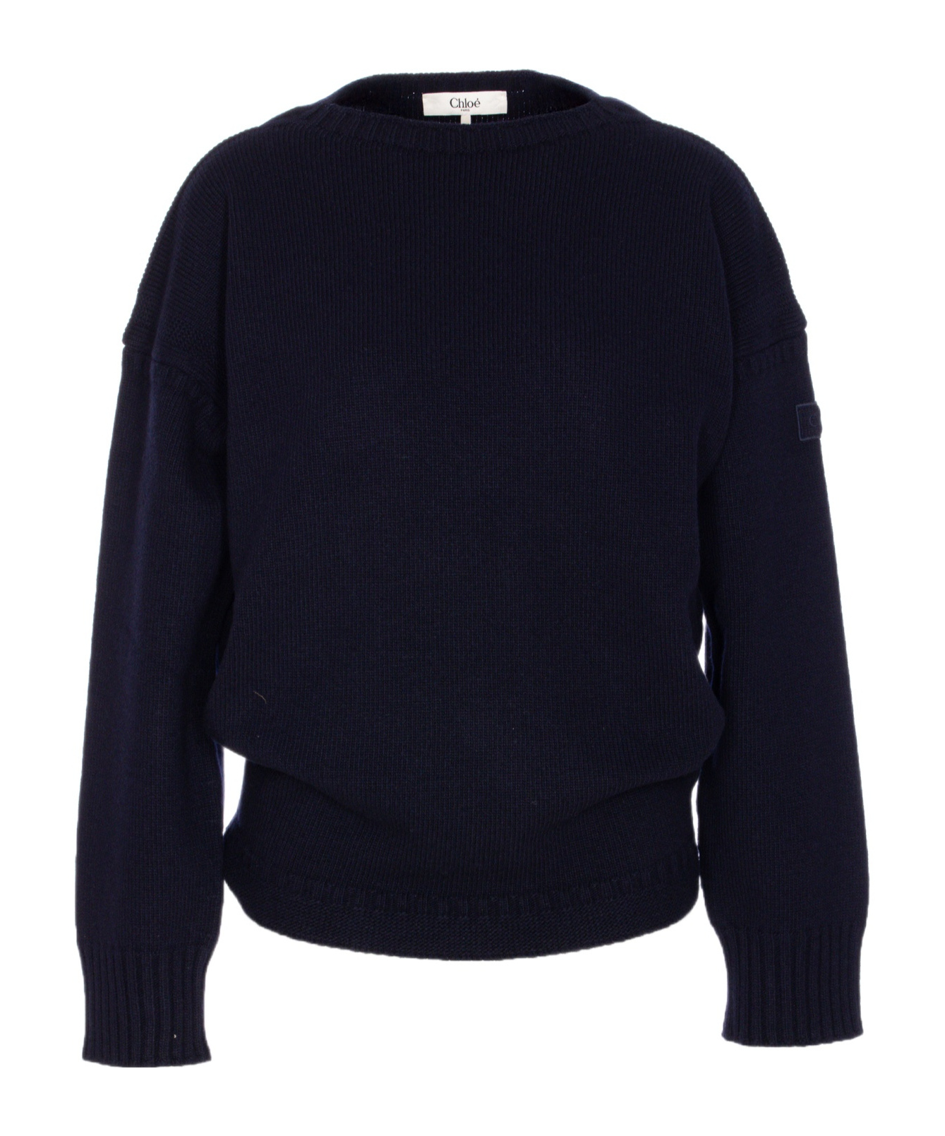 Chloé Knitwear Crewneck Long Sleeves Ribbed Finish In Black