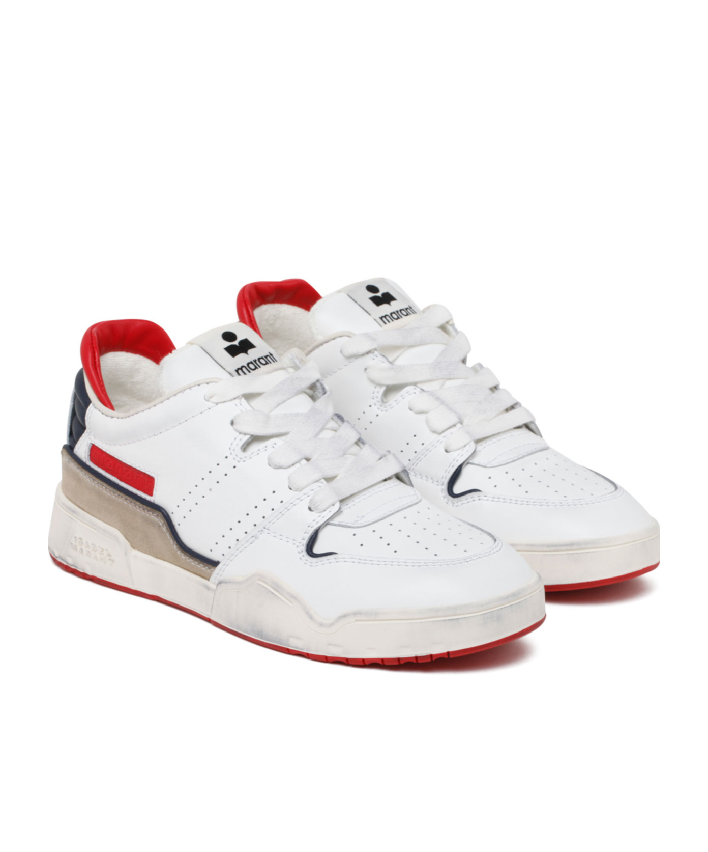 Shop Isabel Marant Logo Embossed Lace-up Sneakers