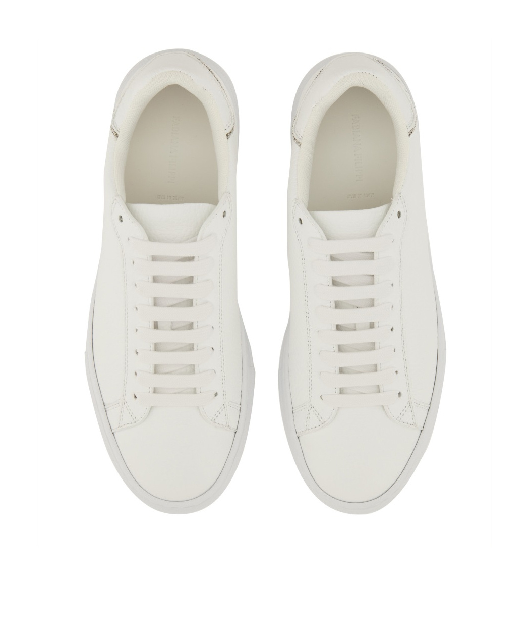 Fabiana Filippi White Leather Sneakers With Classic Lace-up Design In White