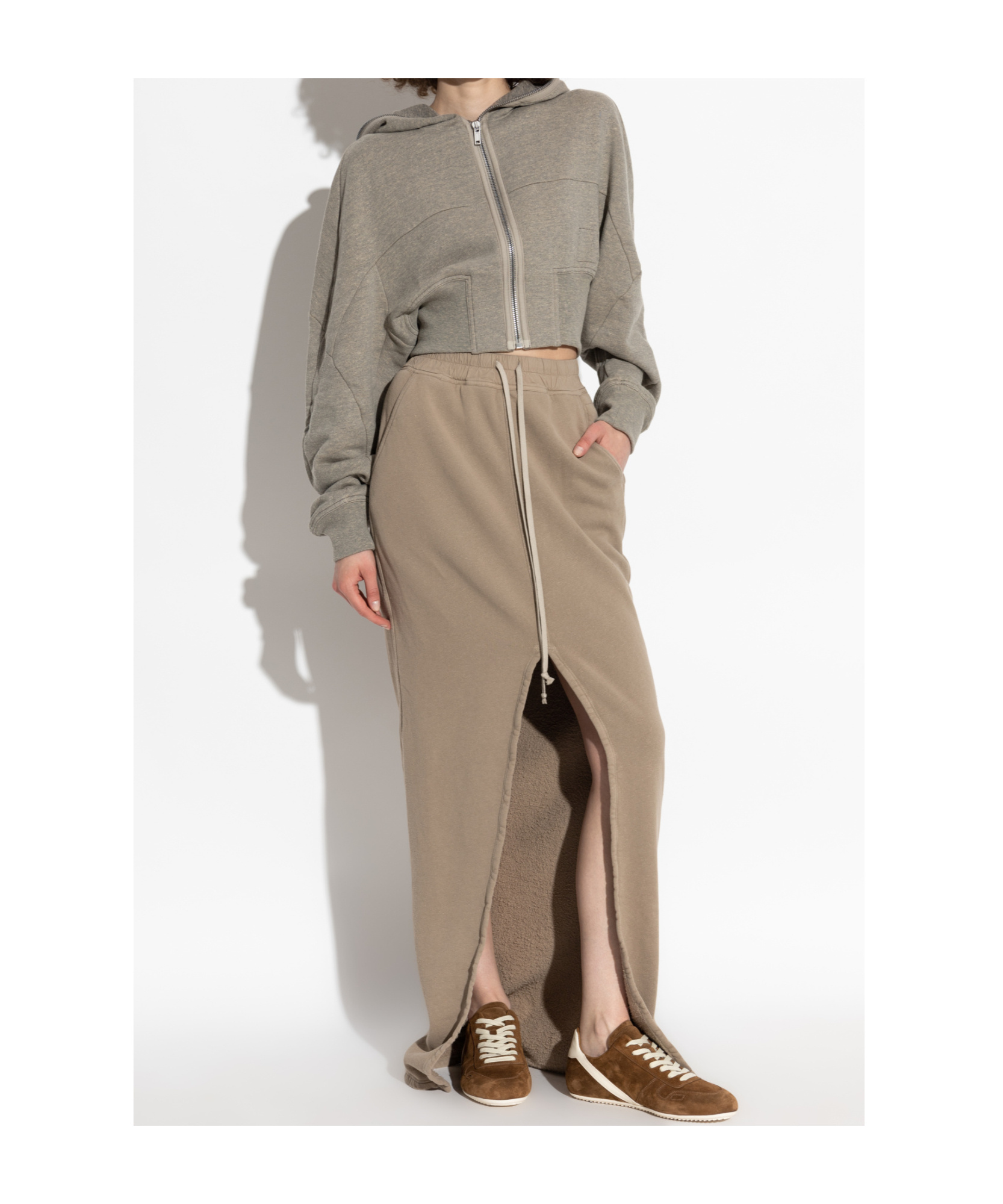 Rick Owens Drkshdw Drawstring-waist Cotton Skirt In Neutral