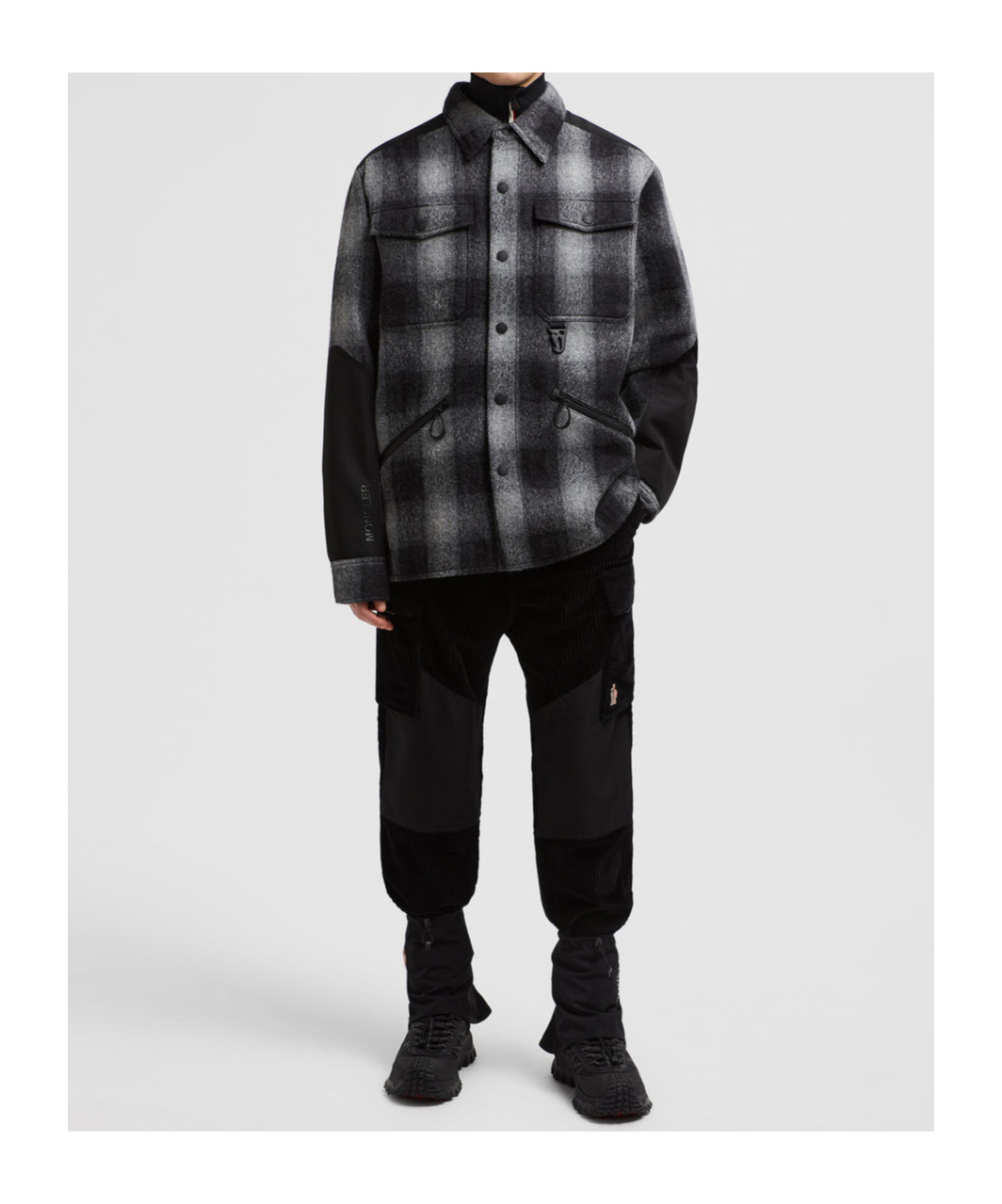 Moncler Wool Down Shirt Jacket In Black