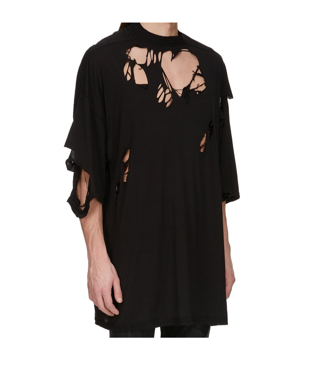 Rick Owens Drkshdw T-shirt With Holes In Black